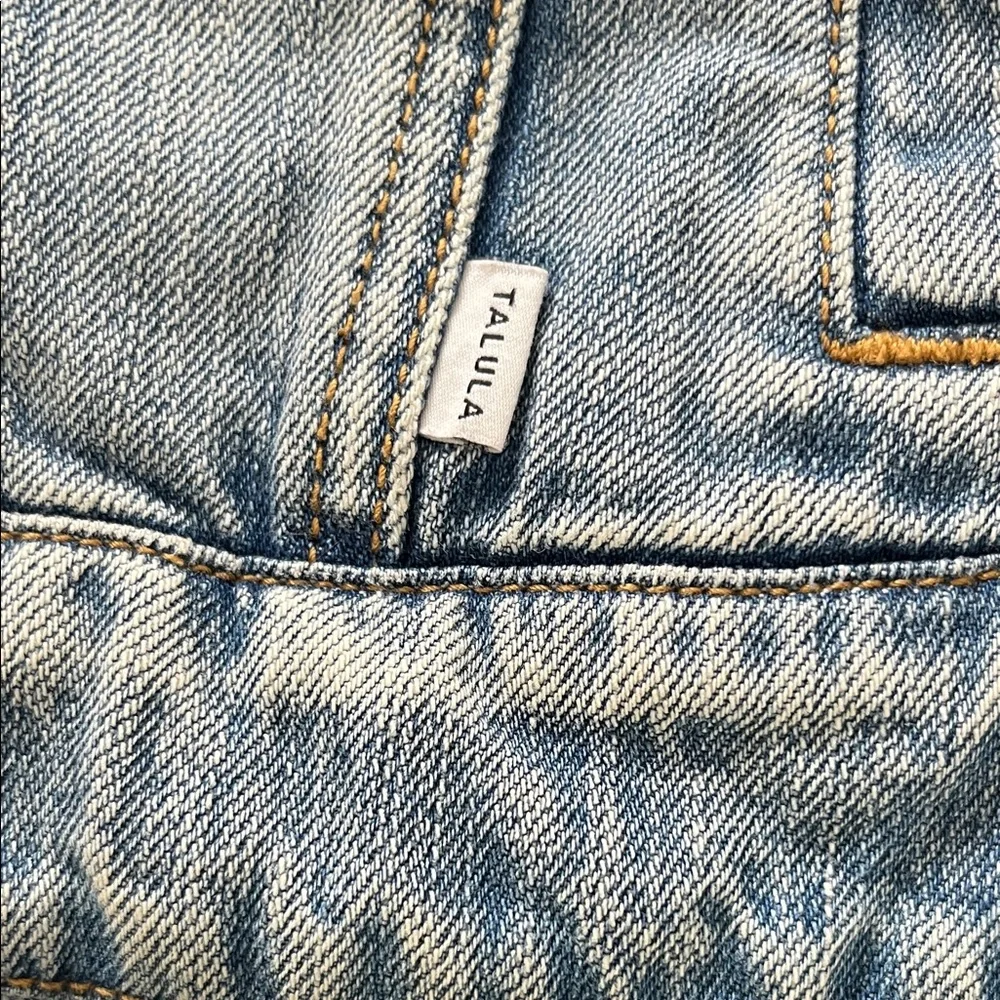 Aritzia‎ Talula Harem distressed denim jacket with faux leather sleeves Size XS